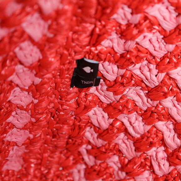 Kate Spade High Tide Striped Crochet Raffia Medium Tote Bag - Ladybug - NWT - Picture 8 of 11